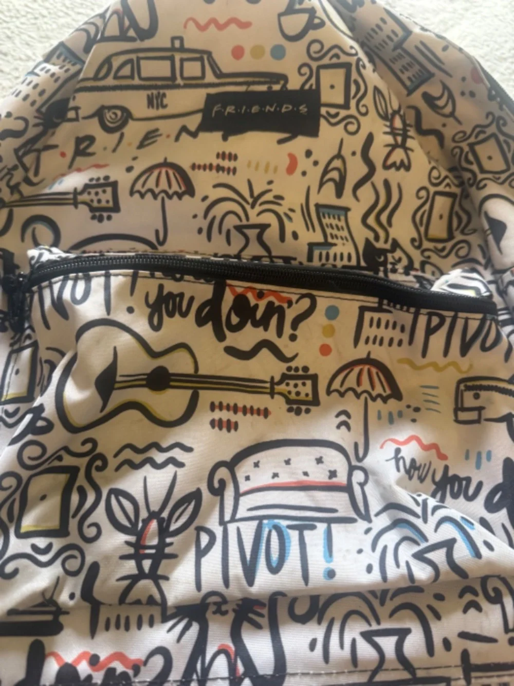 Friends White Graphic Backpack